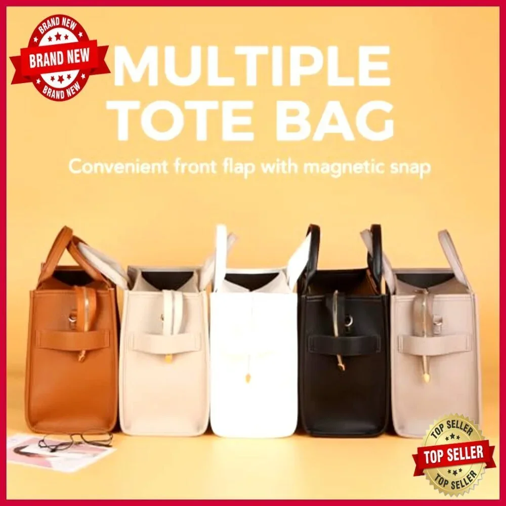 PU Leather Tote Bag with Adjustable Strap, Spacious Work Handbag